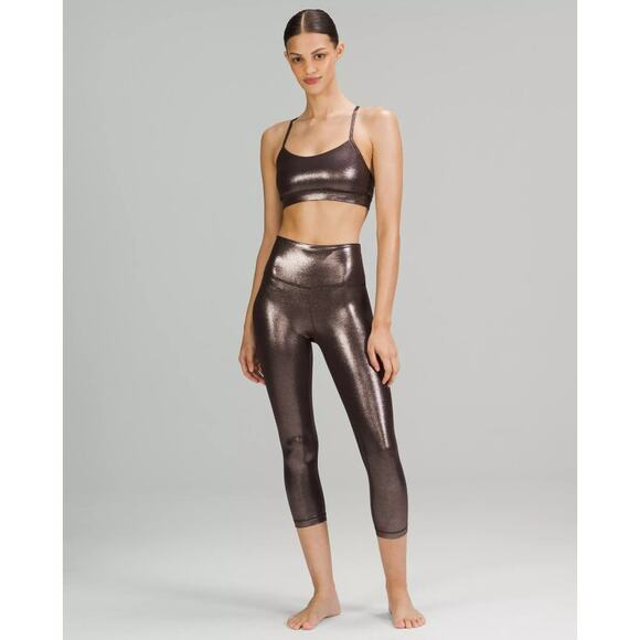 Lululemon Align High Rise Crop Legging Shine Radiant Foil French Press bronze 8 - Picture 7 of 7